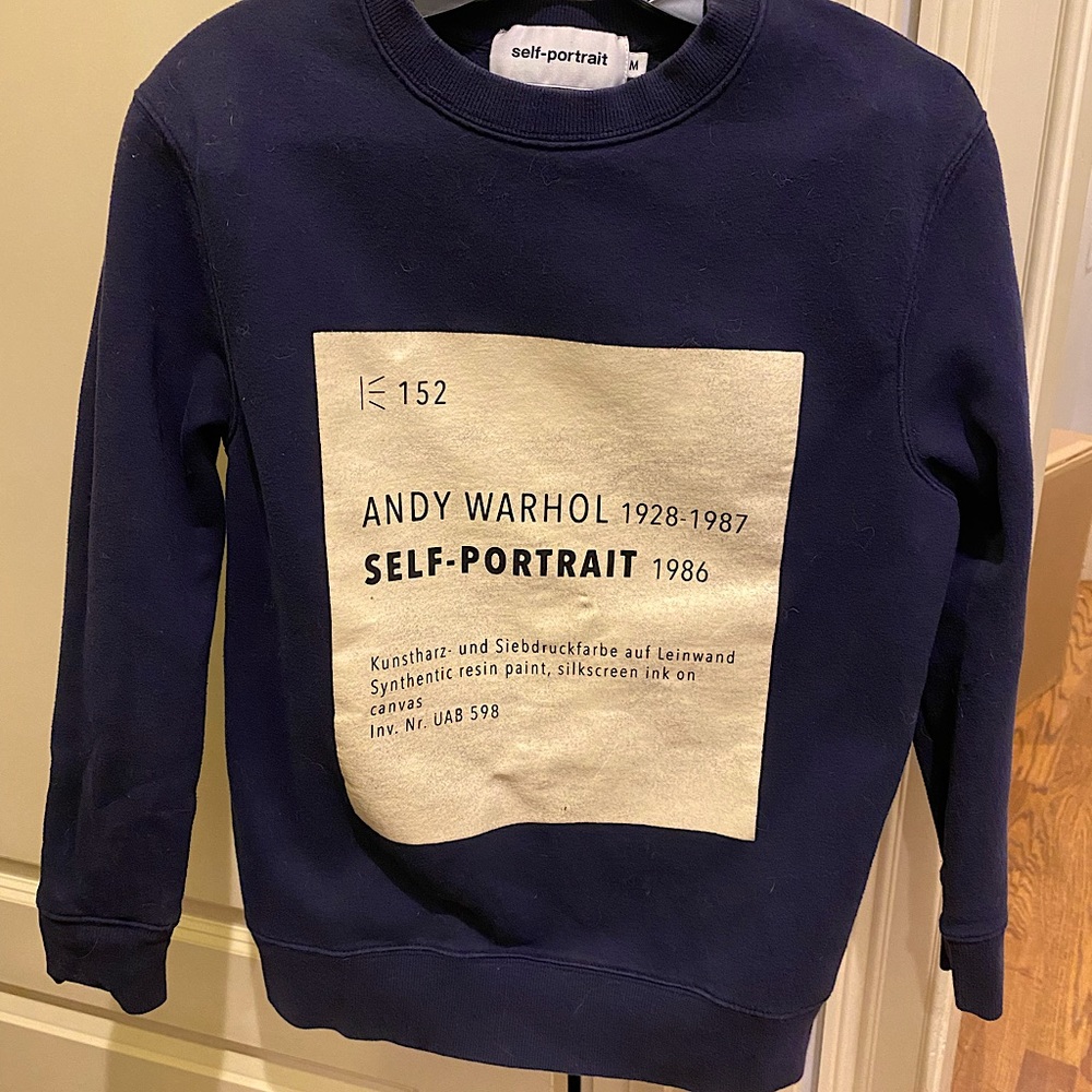 Navy self-portrait sweatshirt with Artsy vibe